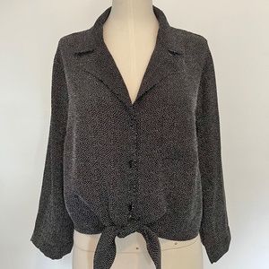 Button up shirt with tie detail